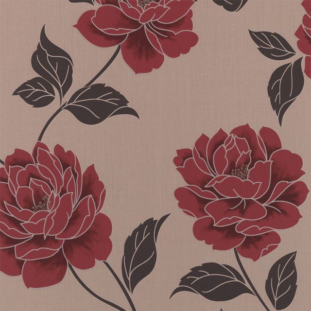 Red flower beige background leaves free wallpaper - medium preview image
