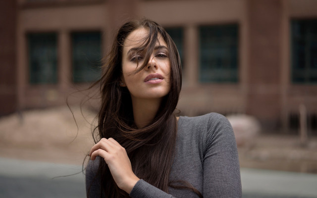 Woman long hair building background free wallpaper - medium preview image