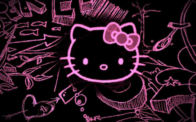 Hello kitty pink light black free wallpaper - medium preview image