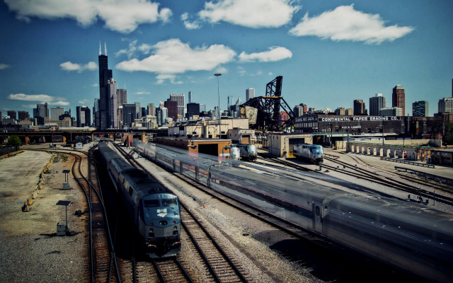 Train city skyline bridge beach free wallpaper - medium preview image