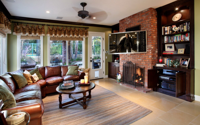 Living room fireplace couch table free wallpaper - medium preview image