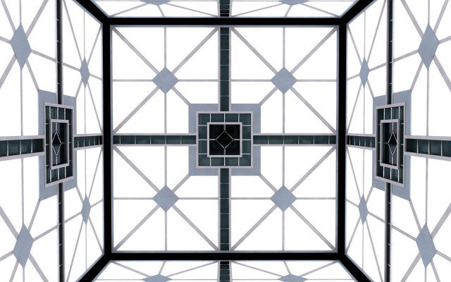 Ceiling geometric design square window free wallpaper - medium preview image