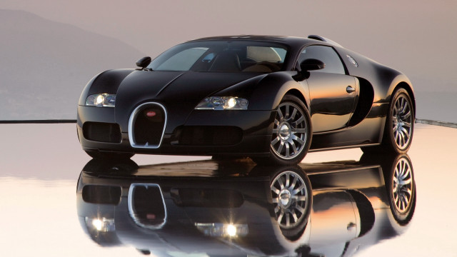 Black bugatti reflective mountain luxury free wallpaper - medium preview image