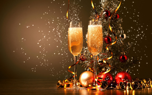 Champagne flutes christmas decorations snowflakes free wallpaper - medium preview image