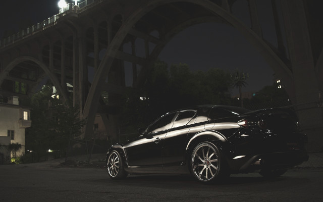 Black sports car night bridge free wallpaper - medium preview image