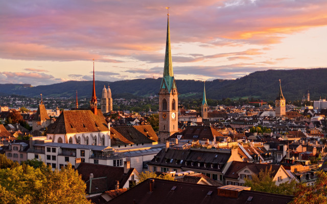 City church steeple sunset autumn free wallpaper - medium preview image