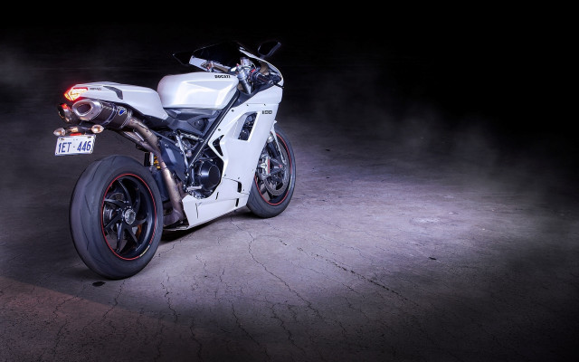 White motorcycle fog light cybernetics free wallpaper - medium preview image