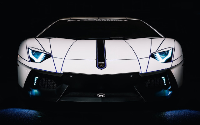 White sports car blue lights #2 free wallpaper - medium preview image