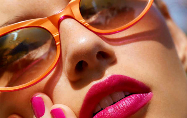 Woman pink nails orange glasses free wallpaper - medium preview image