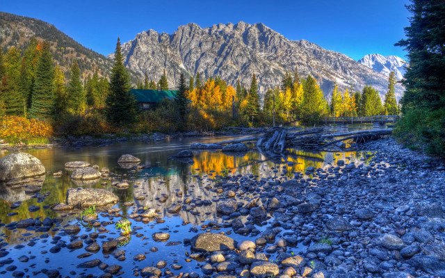 Mountain river forest sky bridge #3 free wallpaper - medium preview image