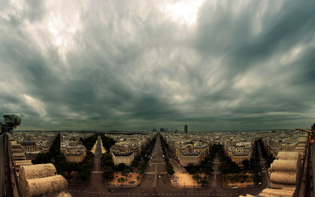 Skyline mountain river cityscape clouds free wallpaper - medium preview image