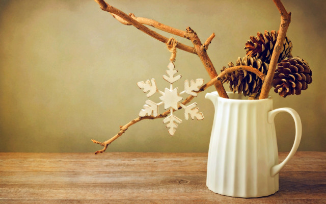 White vase branch snowflake table free wallpaper - medium preview image