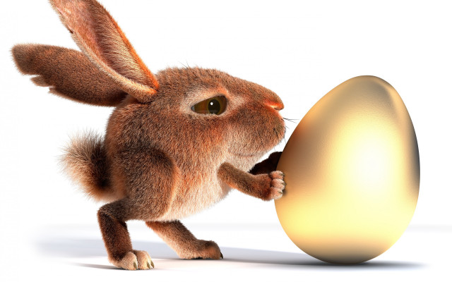 Brown rabbit holding egg surprised free wallpaper - medium preview image