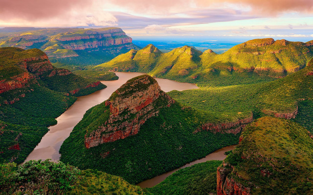 River valley mountains greenery sky free wallpaper - medium preview image
