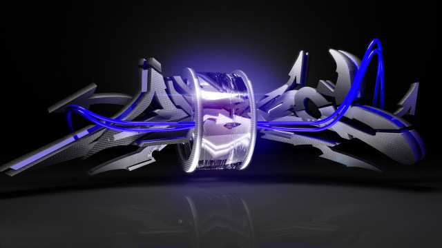 Futuristic polearm blue lights abstract free wallpaper - medium preview image