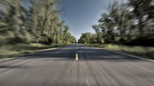 Blurry road trees sky motion free wallpaper - medium preview image