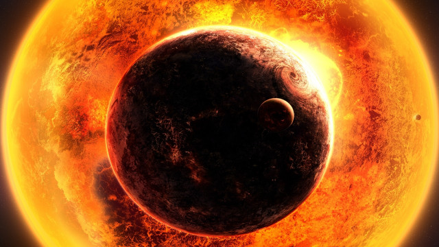 Black yellow sun moon planet free wallpaper - medium preview image