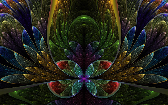 Colorful abstract flower psychedelic fractal free wallpaper - medium preview image