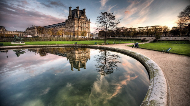 Paris school clock tower pond free wallpaper - medium preview image
