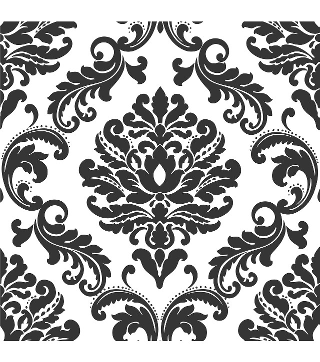 Black white damask wallpaper pattern #2 free wallpaper - medium preview image