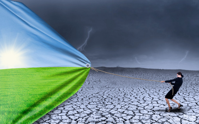 Man kite dryground surreal sky free wallpaper - medium preview image