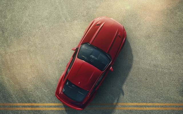 Red sports car tiltshift overhead free wallpaper - medium preview image