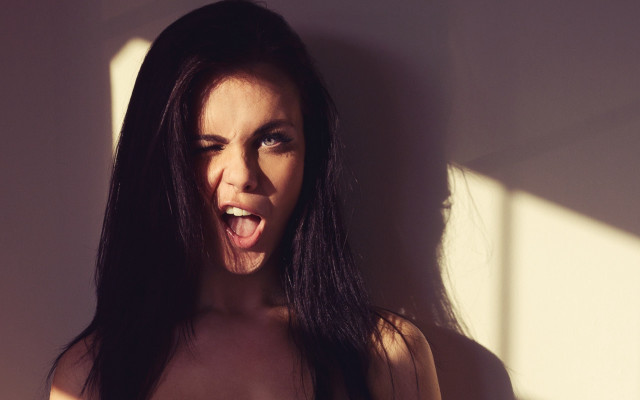 Funny face blowing hair tilted free wallpaper - medium preview image