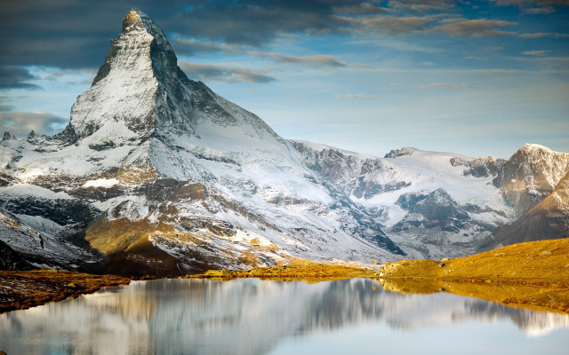 Mountain lake clouds outdoors scenery free wallpaper - medium preview image