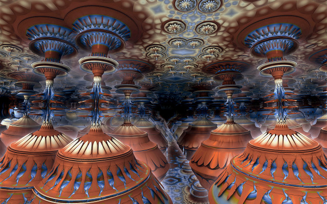 Psychedelic vases sky reflection fractals free wallpaper - medium preview image