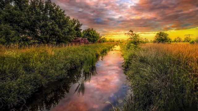 River green field cloudy sky #4 free wallpaper - medium preview image