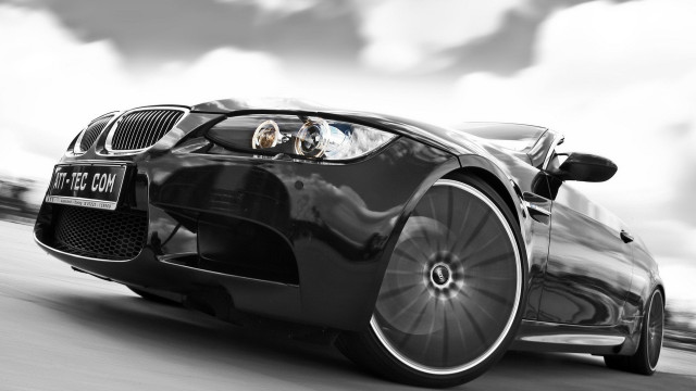 Black white car driving road free wallpaper - medium preview image