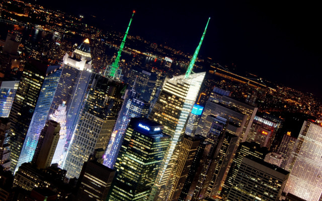 City night lights skyscrapers aurora free wallpaper - medium preview image