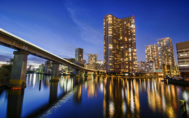 Tokyo skyline bridge river night #2 free wallpaper - medium preview image