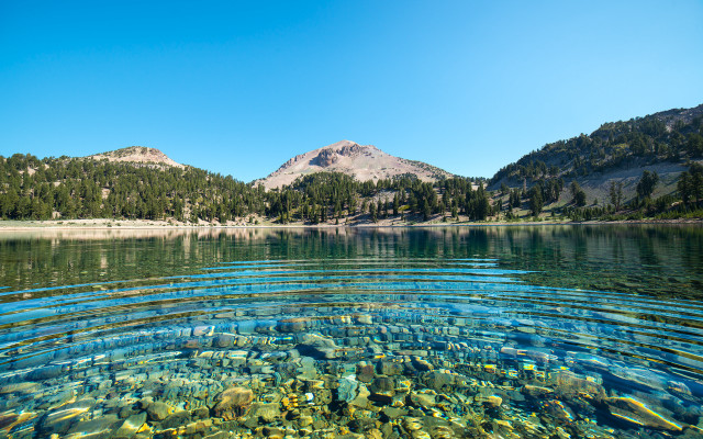 Lake mountain forest sky bridge free wallpaper - medium preview image