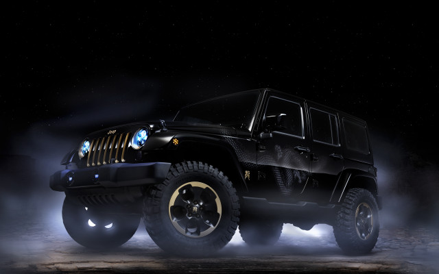 Jeep night fog smoke aurora free wallpaper - medium preview image