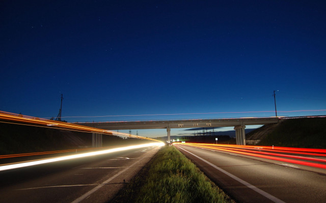 Highway bridge night longexposure lightstreaks free wallpaper - medium preview image