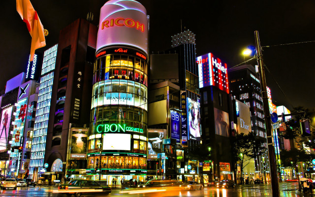 Tokyo cityscape neon lights skyscrapers free wallpaper - medium preview image