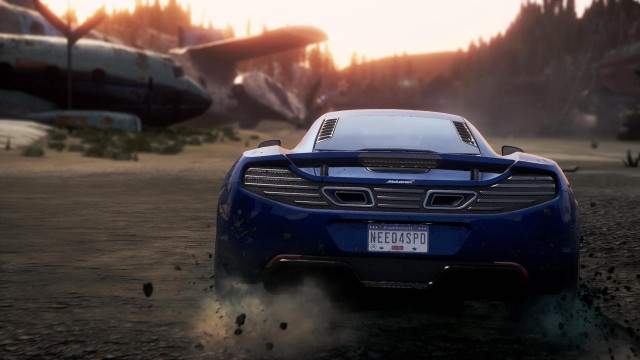 Blue car dirt field plane free wallpaper - medium preview image