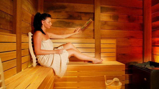 Sauna woman book suitcase boleslaw free wallpaper - medium preview image