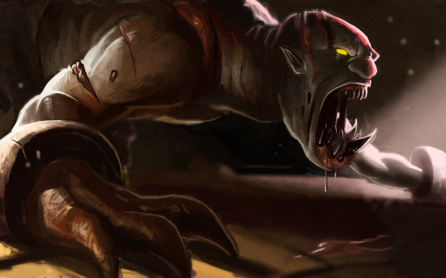 Demonic creature yellow eyes bloody free wallpaper - medium preview image