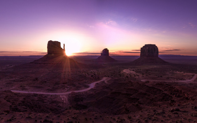 Desert sunset mountain road lake free wallpaper - medium preview image