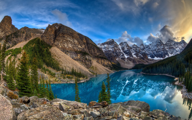 Mountain lake forest cloudy sky #16 free wallpaper - medium preview image