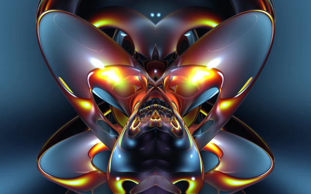 Butterfly raytraced fractals glowing fire free wallpaper - medium preview image