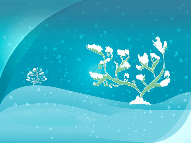 Blue background white flower snowflakes free wallpaper - medium preview image