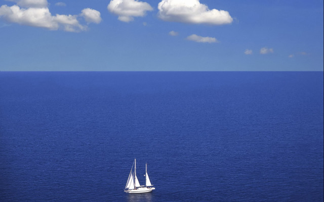 Sailboat ocean cloudy sky matte free wallpaper - medium preview image