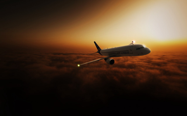 Ei q jetliner sunset clouds free wallpaper - medium preview image