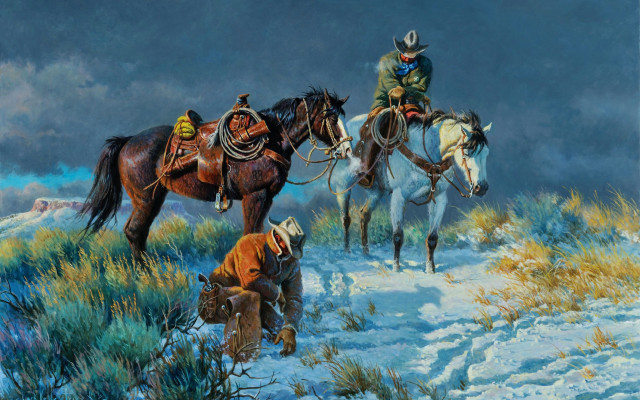 Brothers hildebrandt horses snow dog free wallpaper - medium preview image