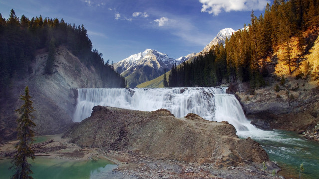 Waterfall mountain river forest nature free wallpaper - medium preview image