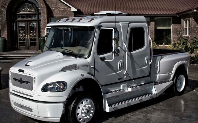 White truck red roof brick free wallpaper - medium preview image