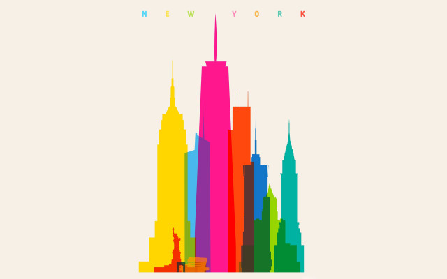 Colorful city skyline rainbow skyscraper free wallpaper - medium preview image